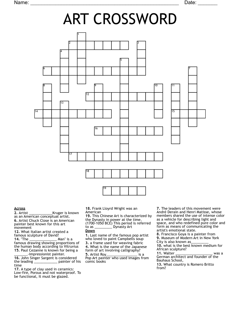 ART CROSSWORD