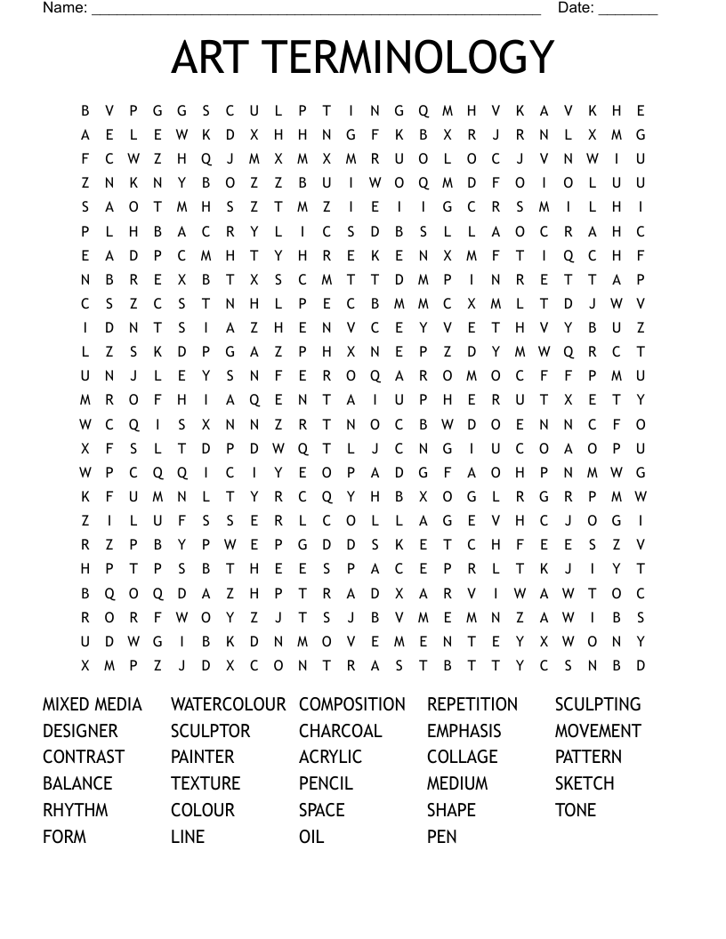 ART TERMINOLOGY  Word Search