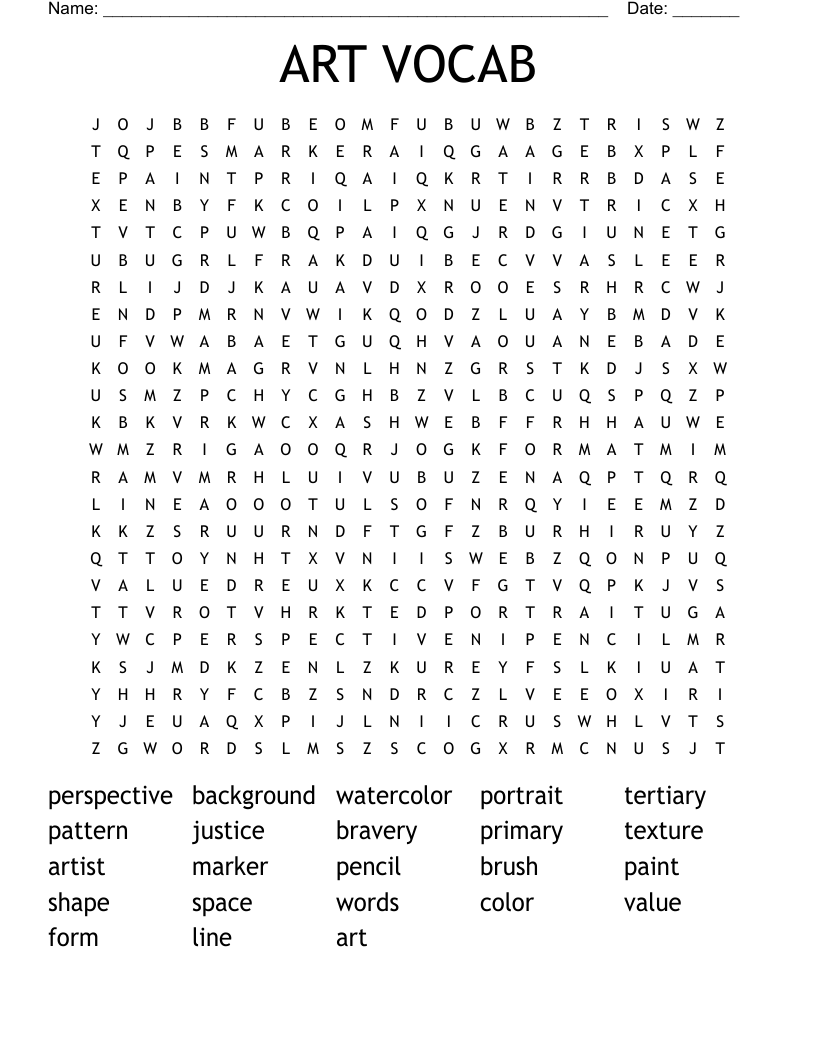 ART VOCAB Word Search