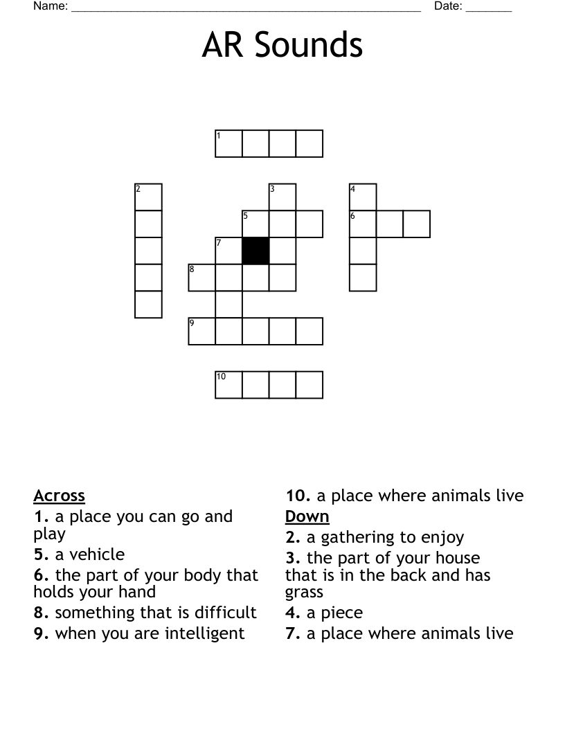 AR Sounds Crossword
