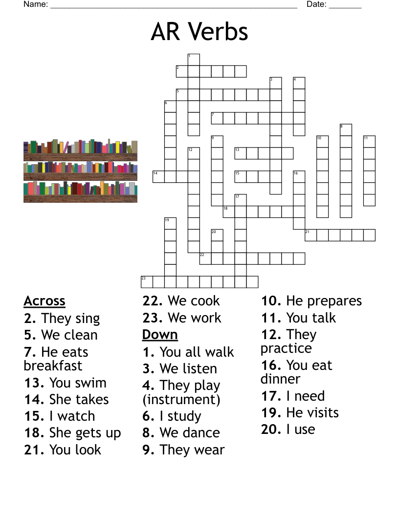 AR Verbs Crossword
