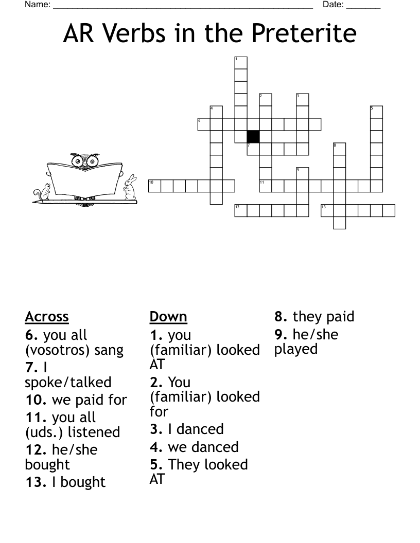 AR Verbs in the Preterite Crossword