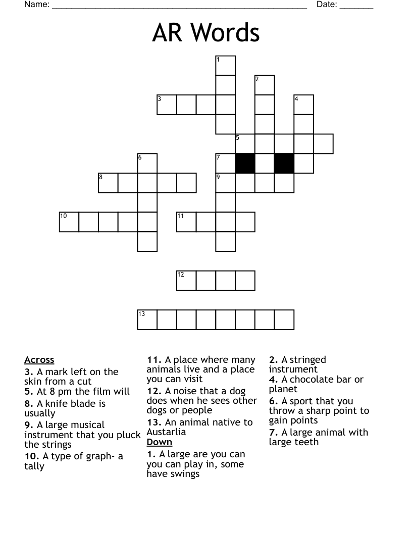 AR Words Crossword