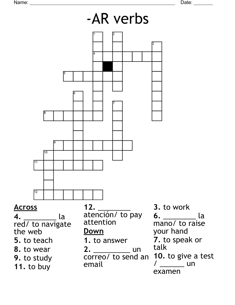 -AR verbs Crossword