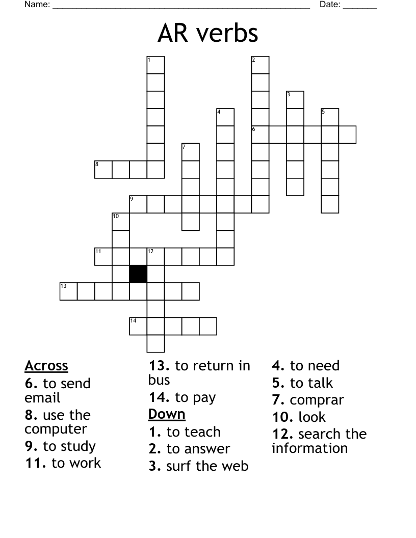 AR verbs Crossword