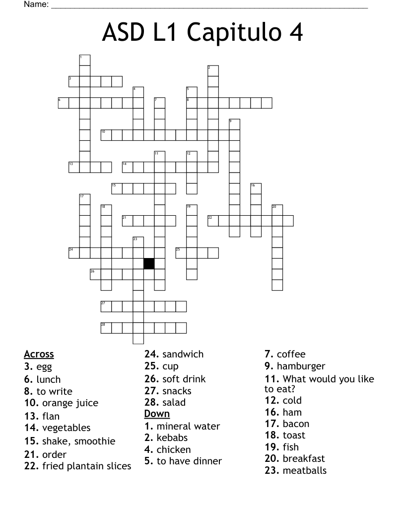 ASD L1 Capitulo 4 Crossword