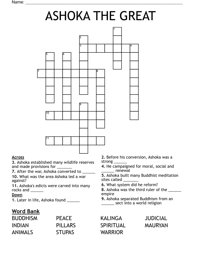 ASHOKA THE GREAT Crossword