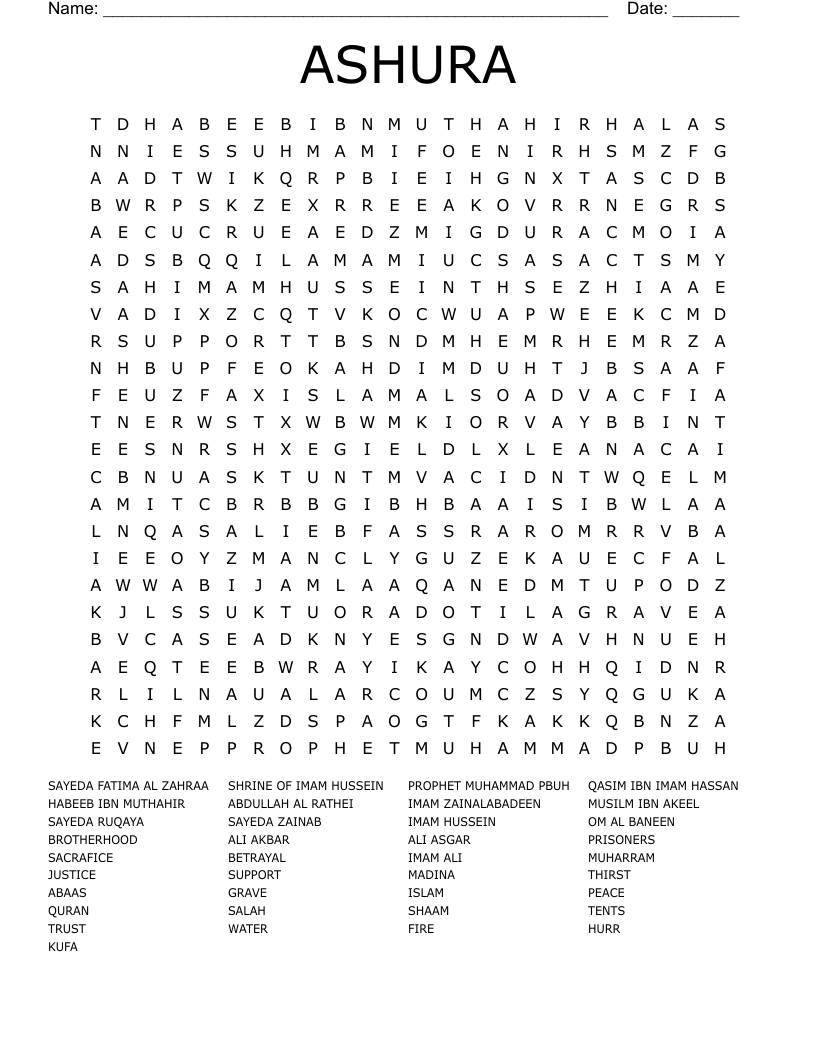 ASHURA Word Search