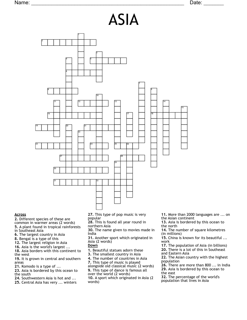 ASIA Crossword