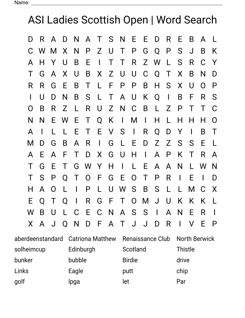 ASI Ladies Scottish Open  |  Word Search