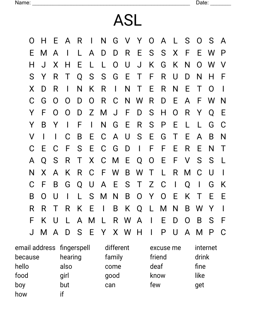 ASL Word Search
