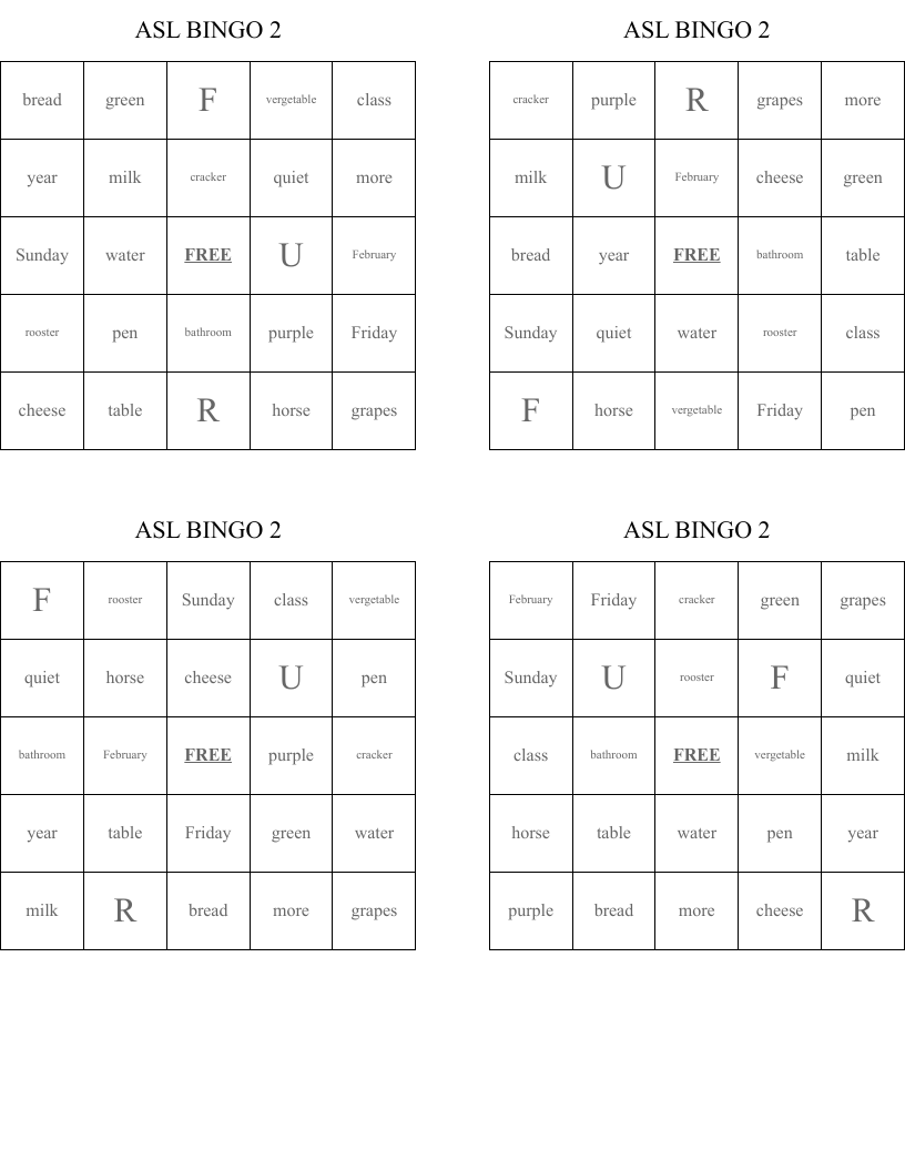 ASL BINGO 2