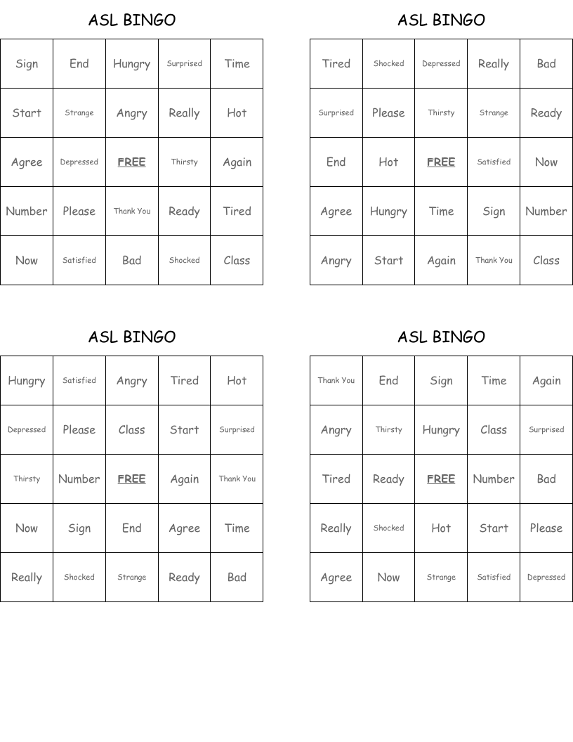ASL BINGO