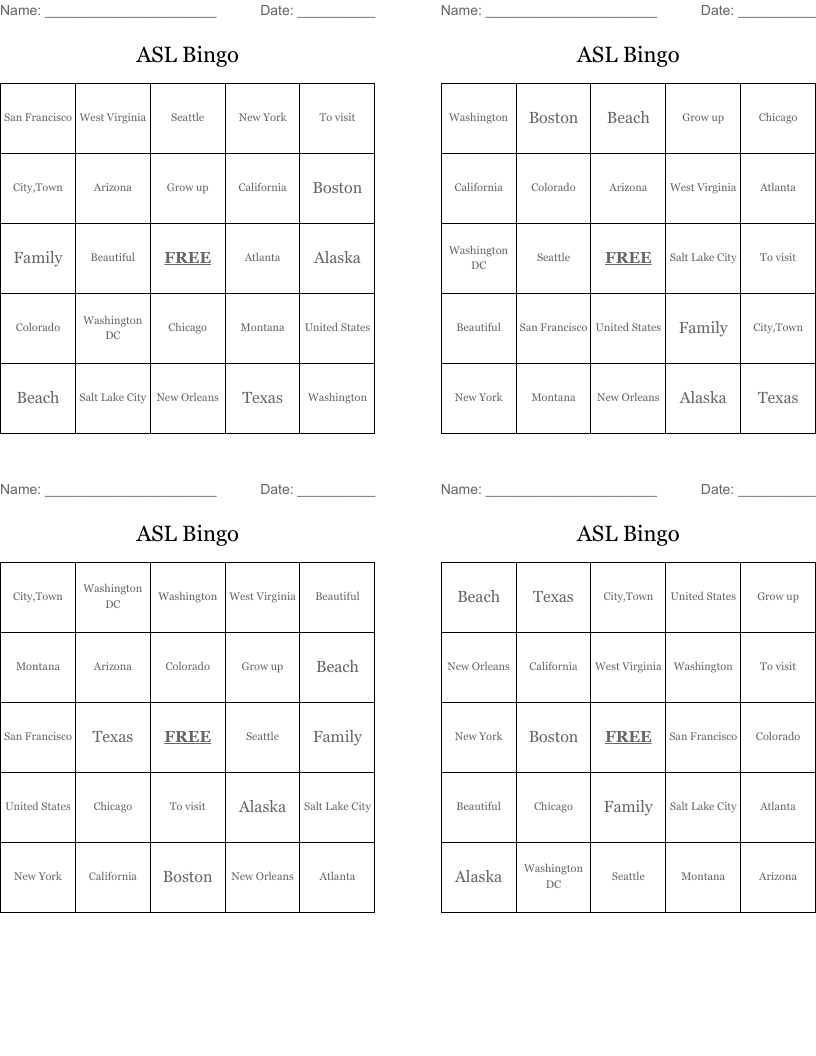ASL Bingo