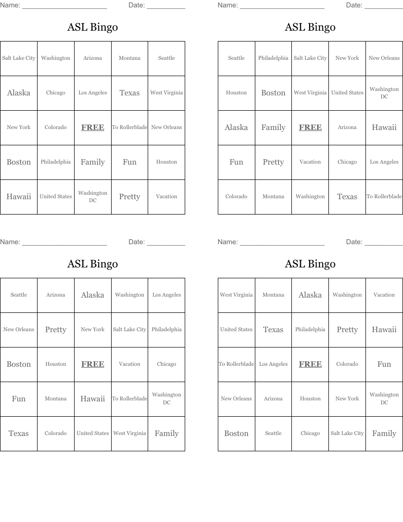 ASL Bingo