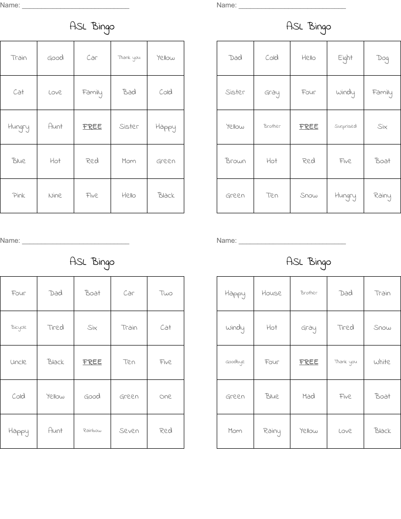 ASL Bingo