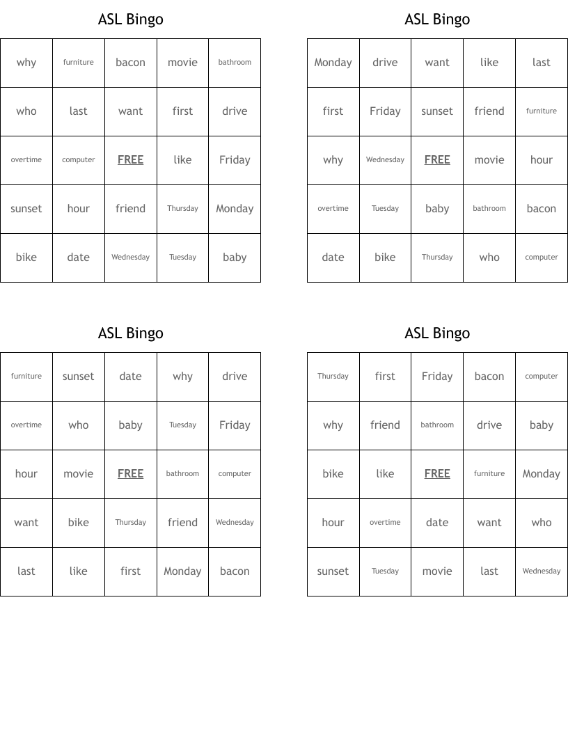 ASL Bingo