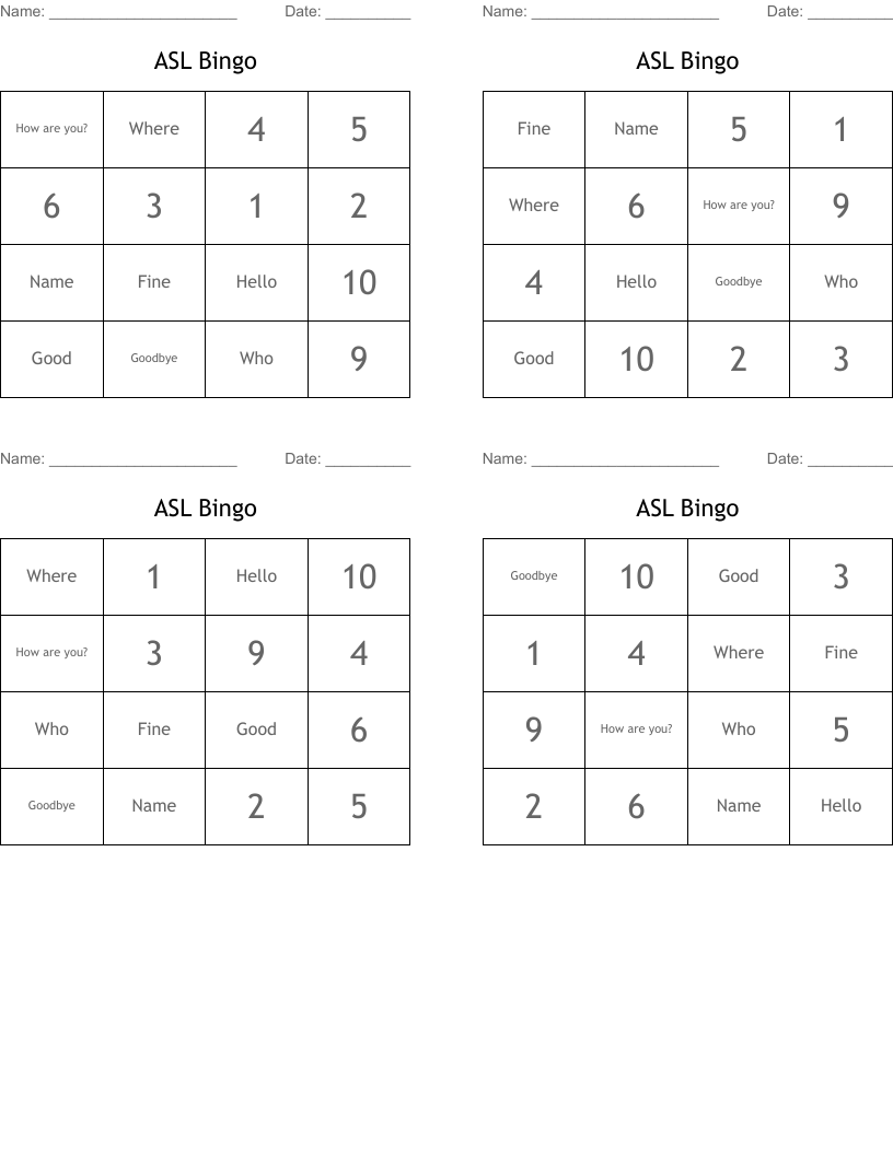 ASL Bingo