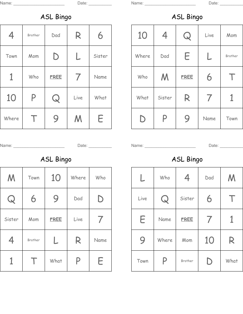 ASL Bingo