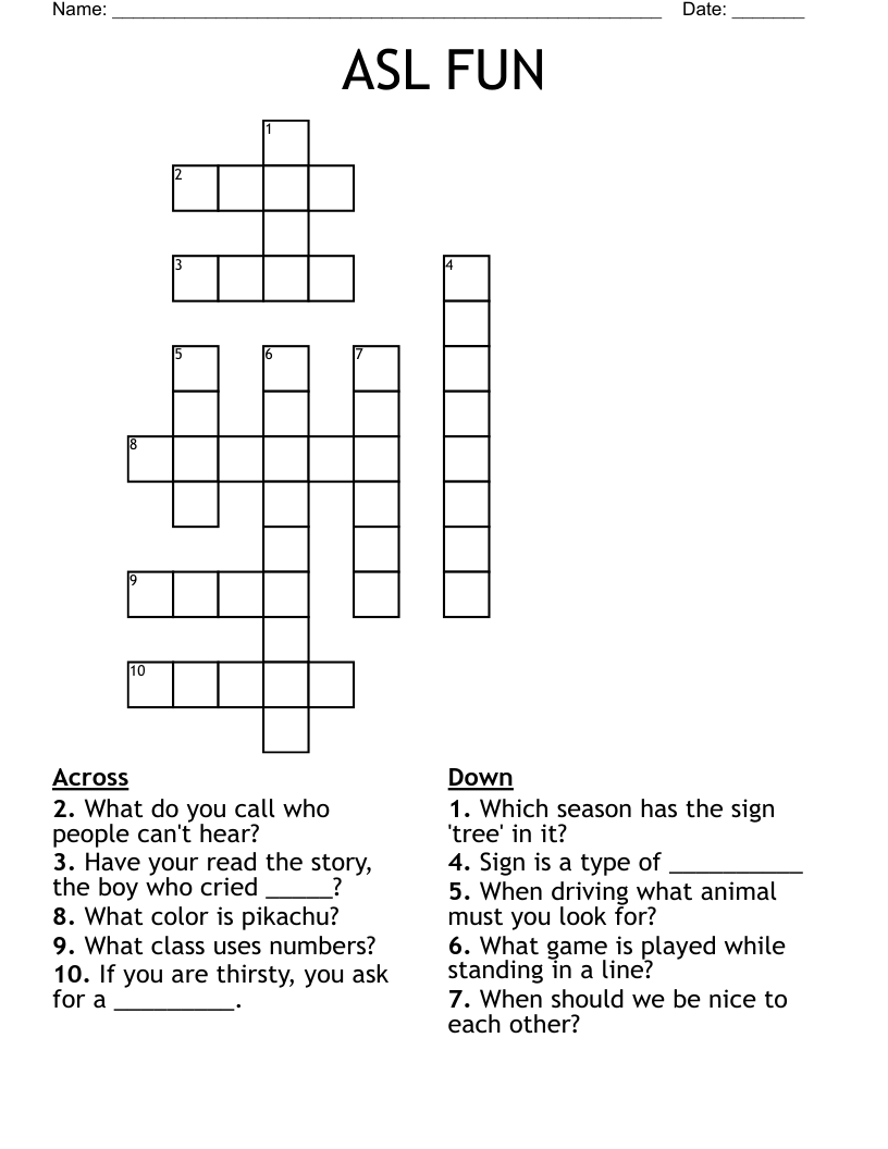 ASL FUN Crossword