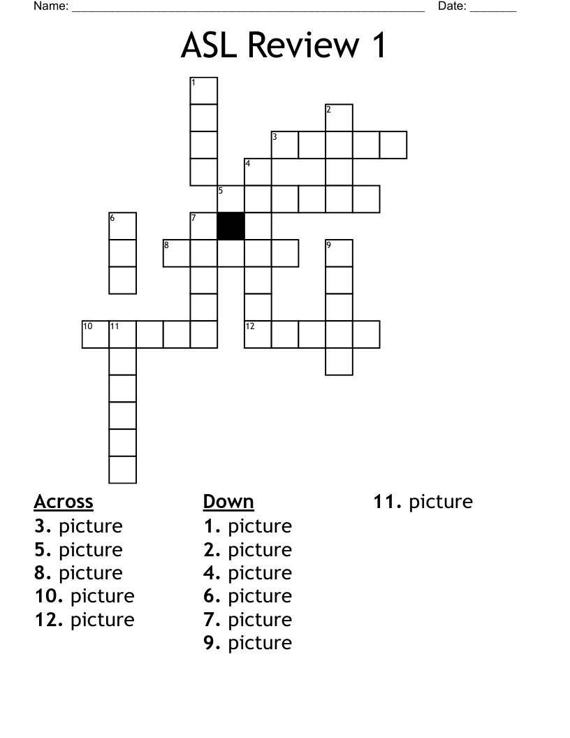 ASL Review 1 Crossword
