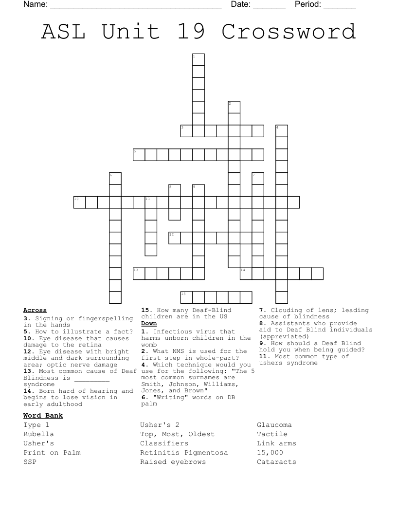 ASL Unit 19 Crossword