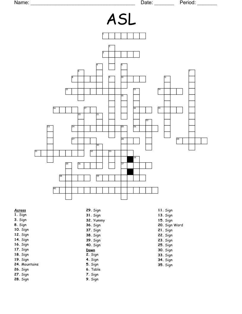ASL  Crossword