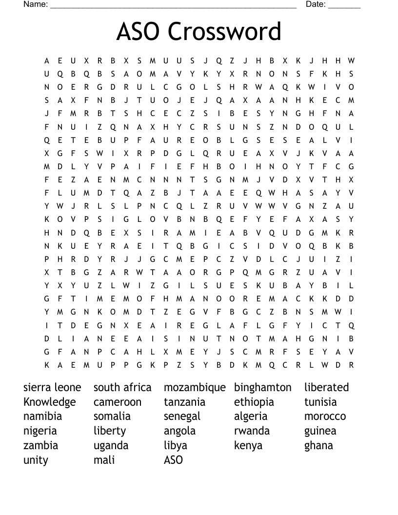 ASO Crossword Word Search