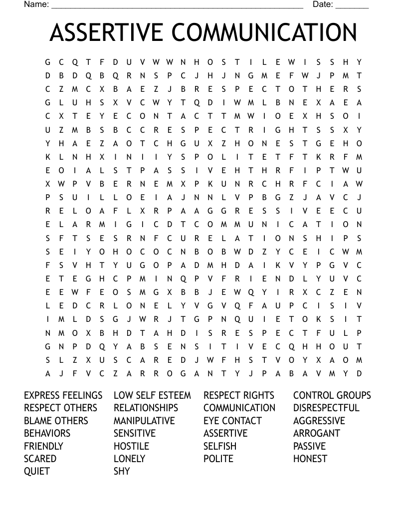 ASSERTIVE   COMMUNICATION Word Search
