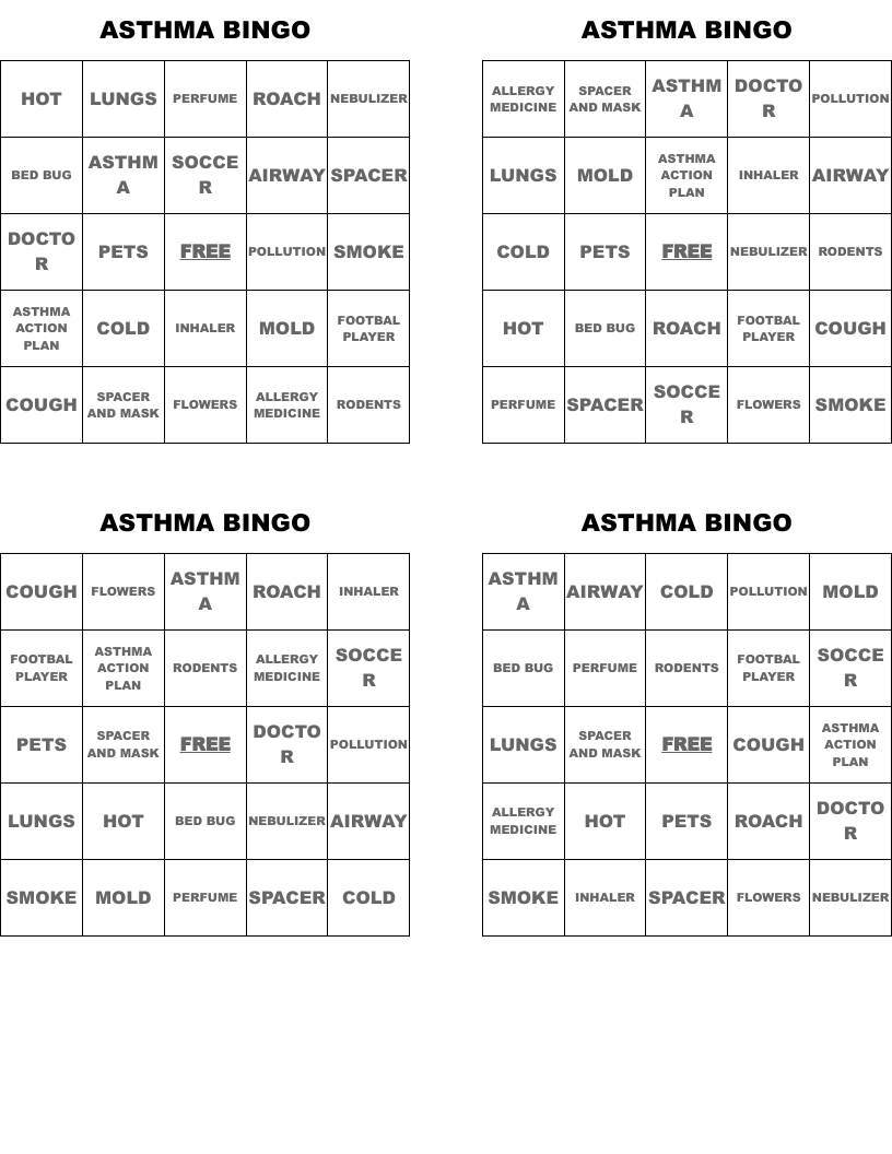 ASTHMA BINGO
