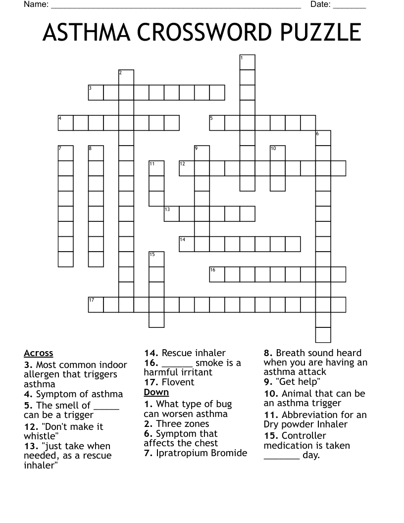 ASTHMA CROSSWORD PUZZLE