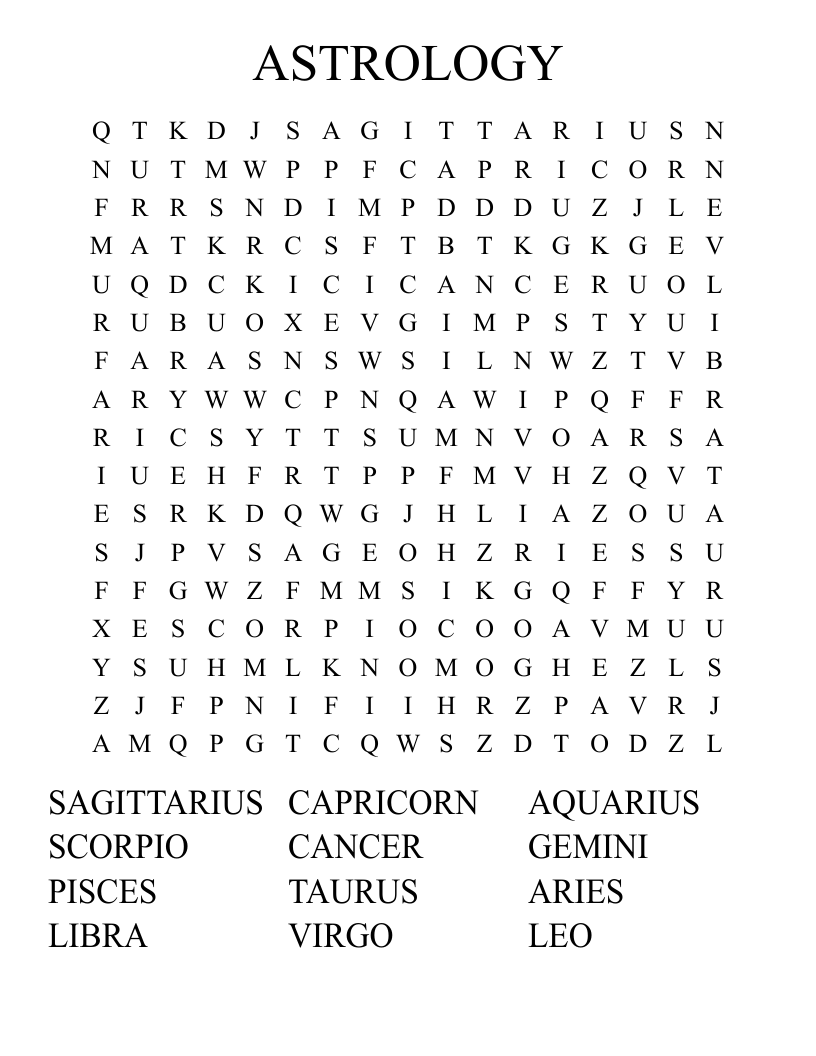 ASTROLOGY Word Search