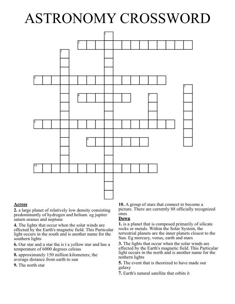 ASTRONOMY CROSSWORD