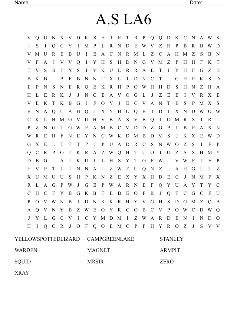 A.S LA6 Word Search