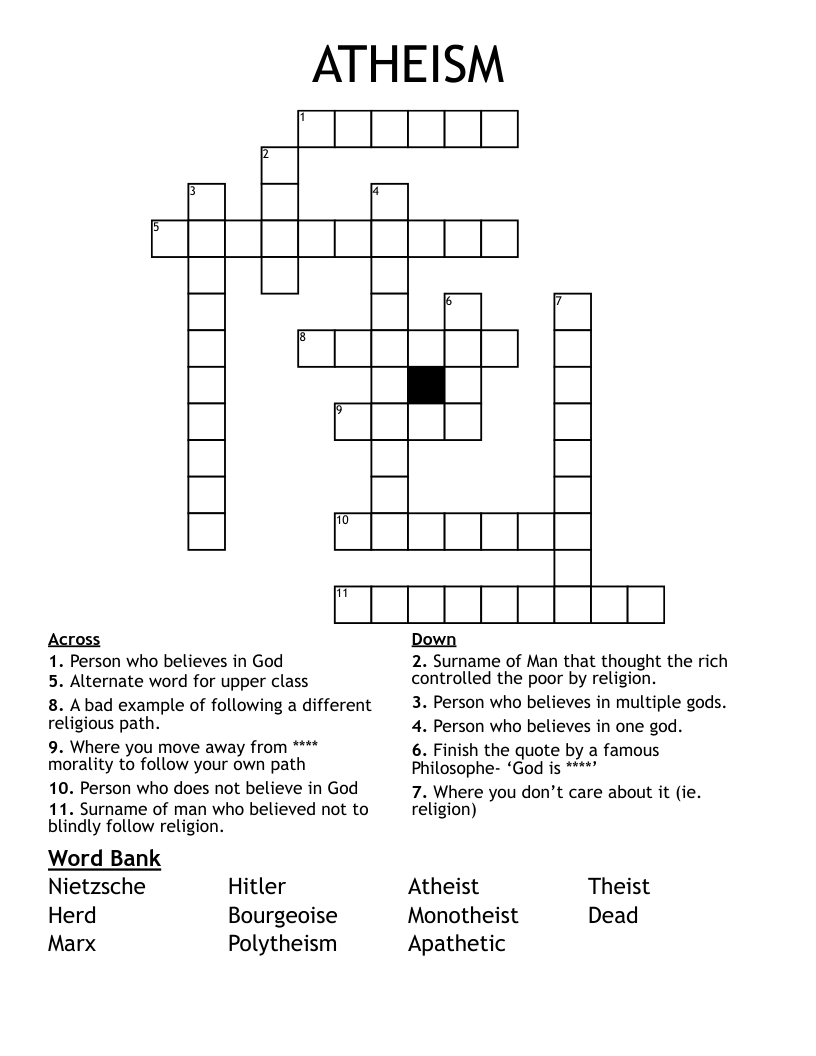 ATHEISM Crossword