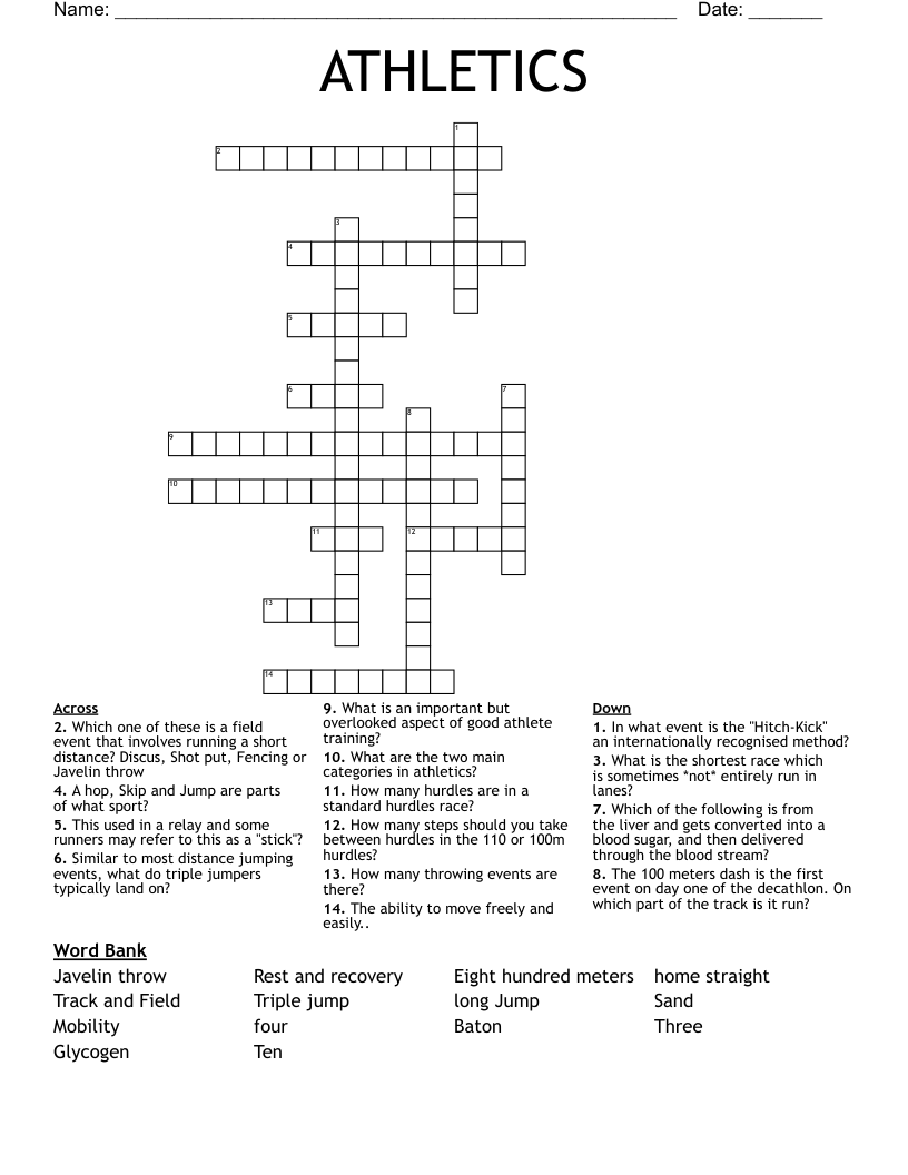 ATHLETICS Crossword