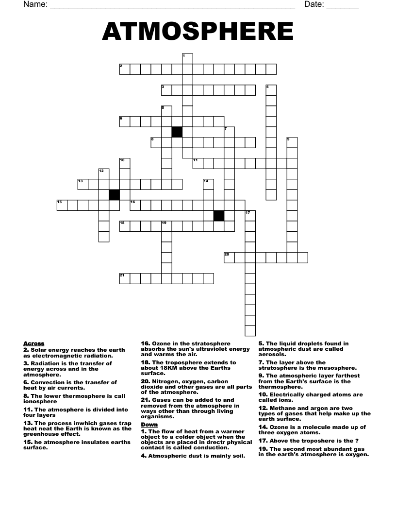 ATMOSPHERE Crossword