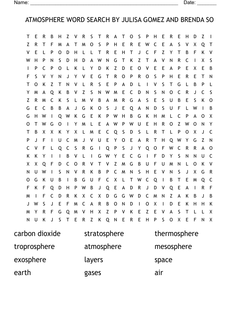 ATMOSPHERE WORD SEARCH BY JULISA GOMEZ AND BRENDA SO