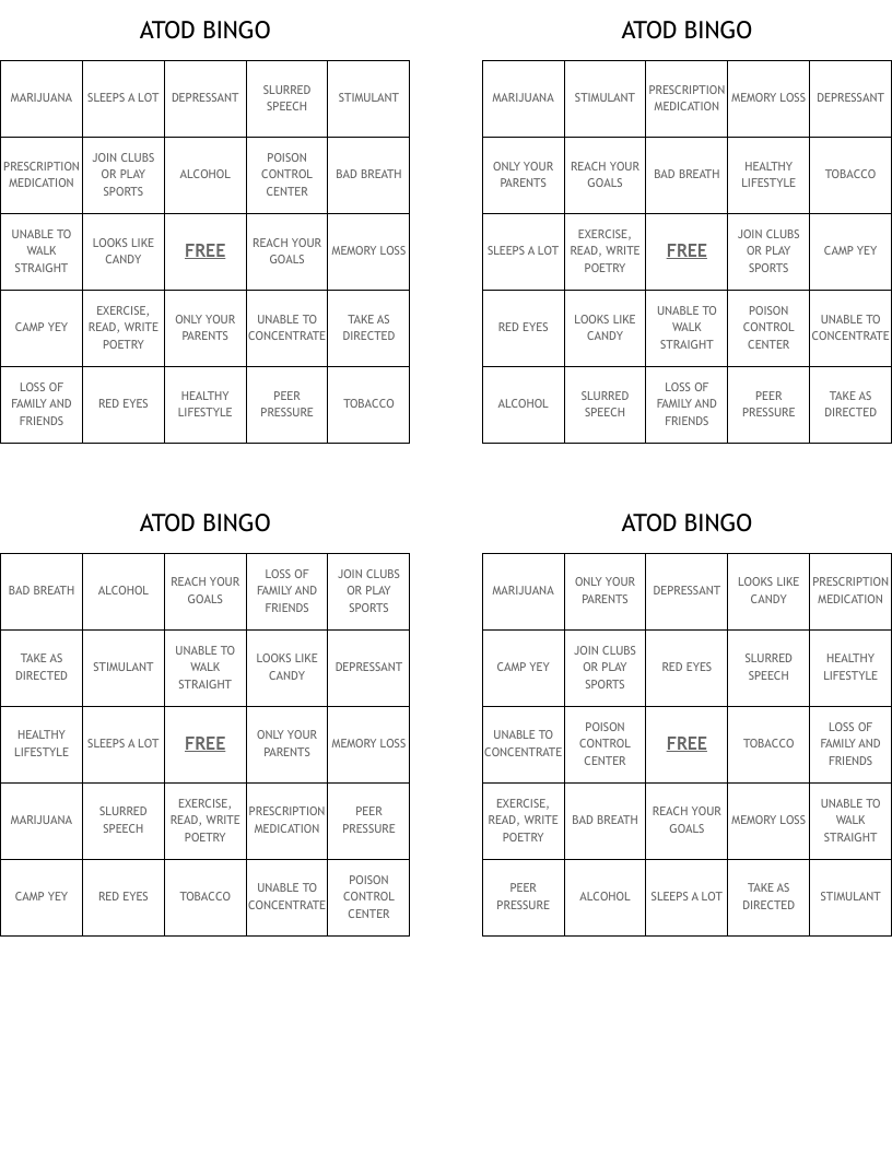 ATOD BINGO