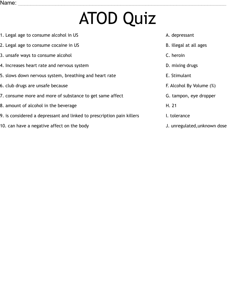 ATOD Quiz Worksheet
