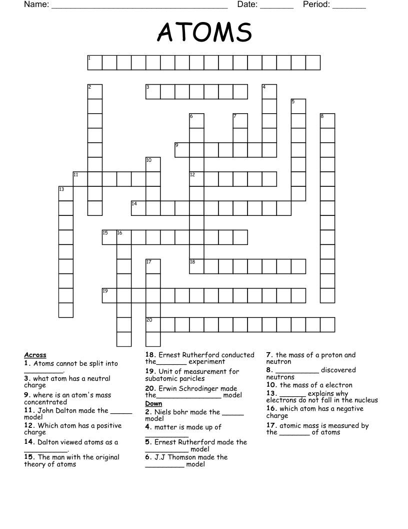 ATOMS Crossword