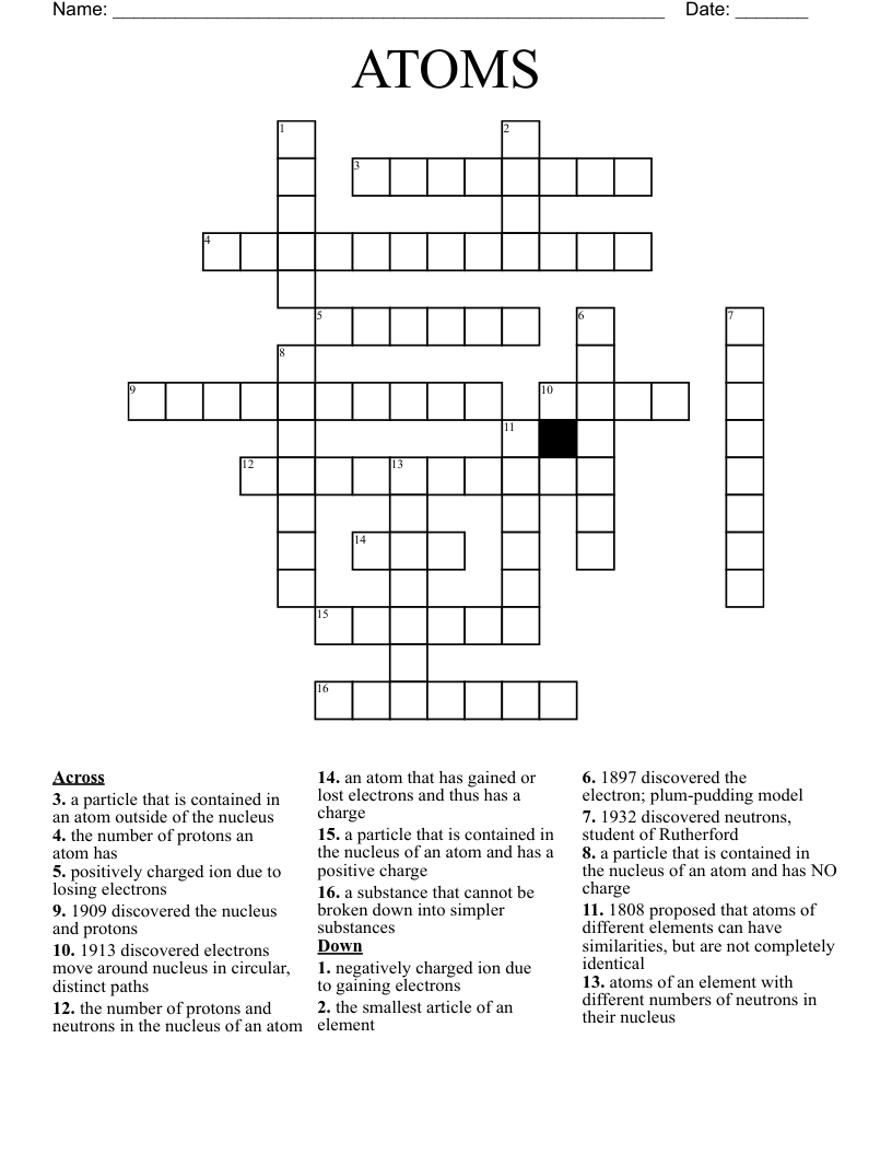 ATOMS Crossword