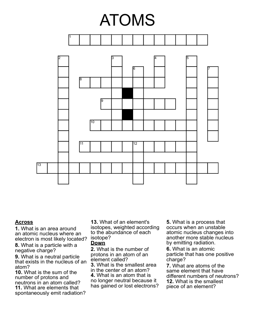 ATOMS Crossword