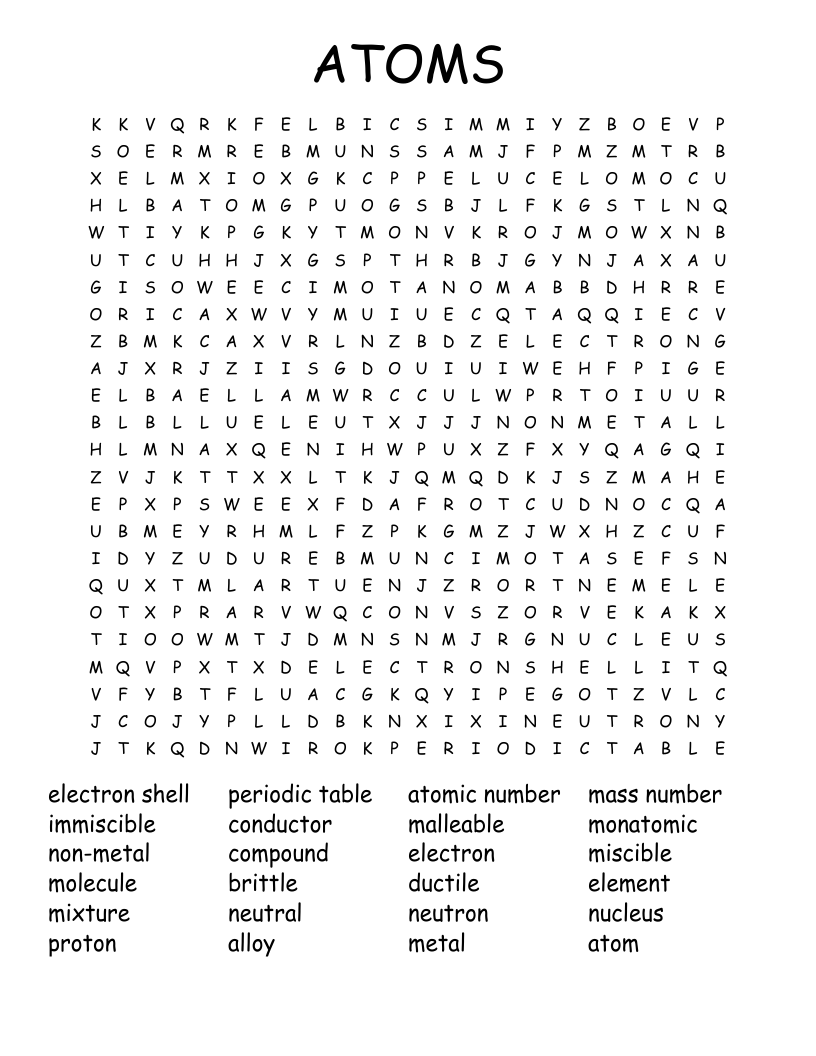 ATOMS Word Search