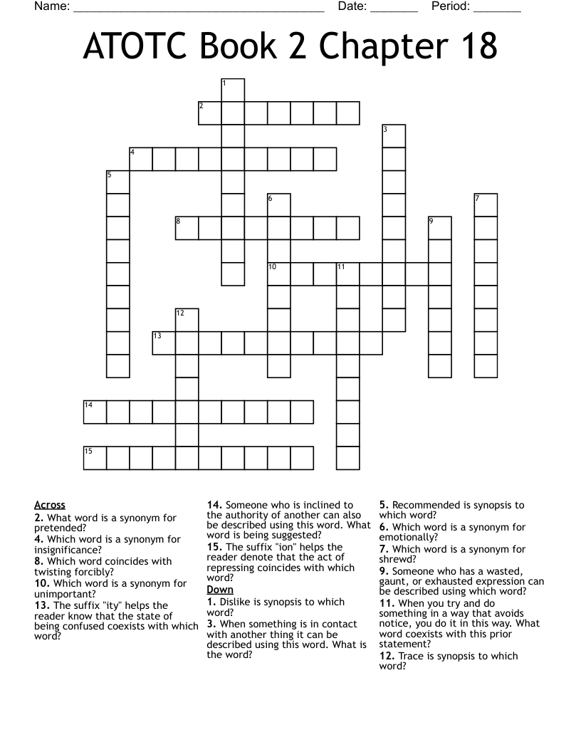 ATOTC Book 2 Chapter 18 Crossword