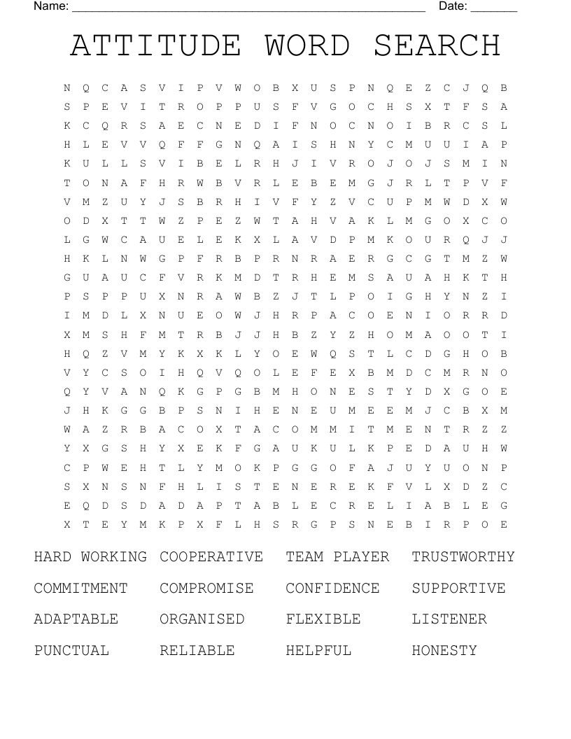 ATTITUDE WORD SEARCH