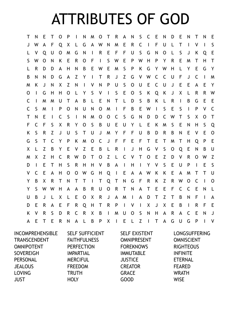 ATTRIBUTES OF GOD  Word Search