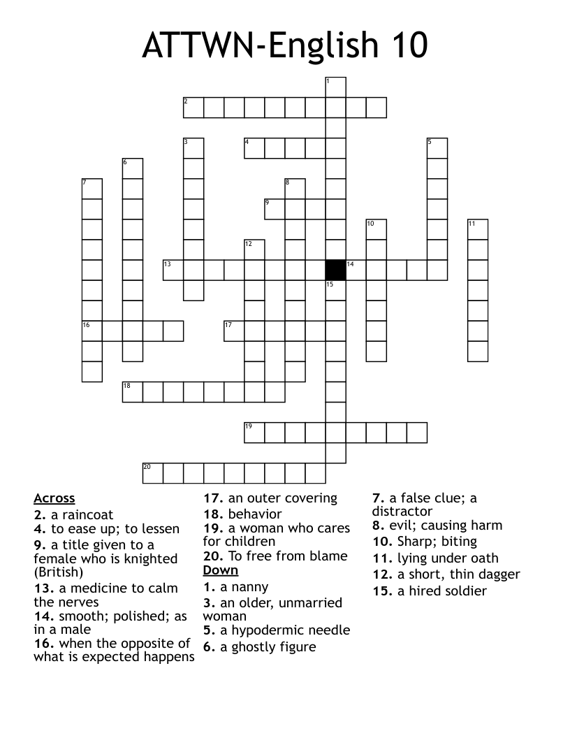 ATTWN-English 10 Crossword