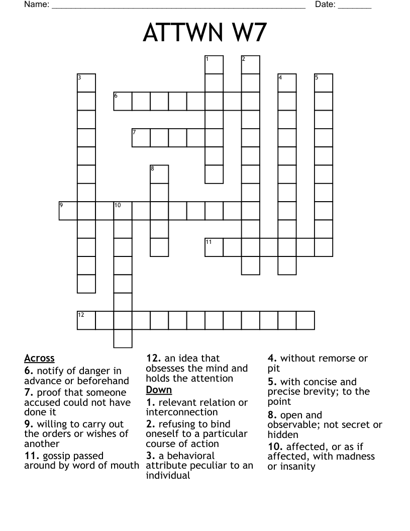 ATTWN W7 Crossword