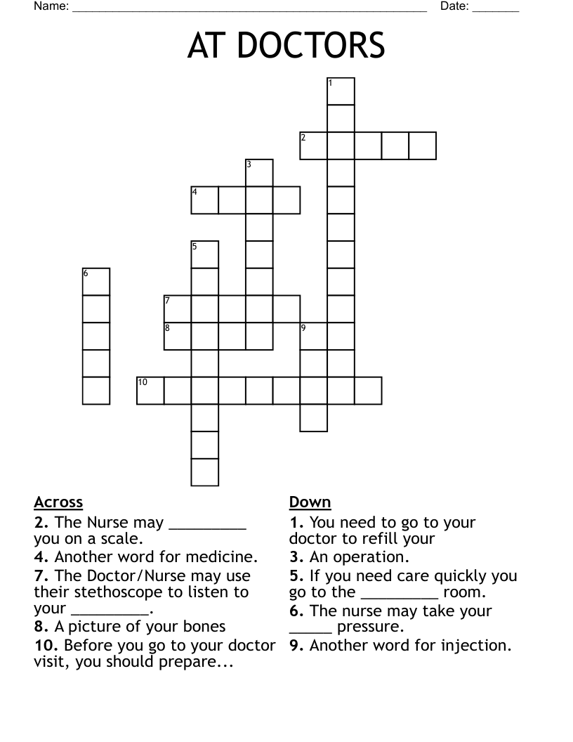 AT DOCTORS  Crossword